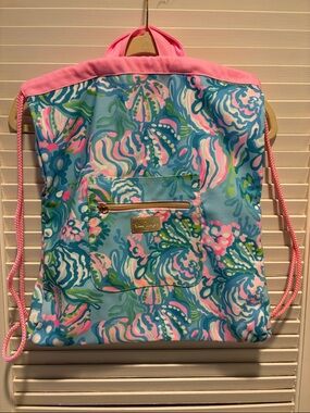 Lilly Pulitzer Pink & Blue Drawstring Backpack